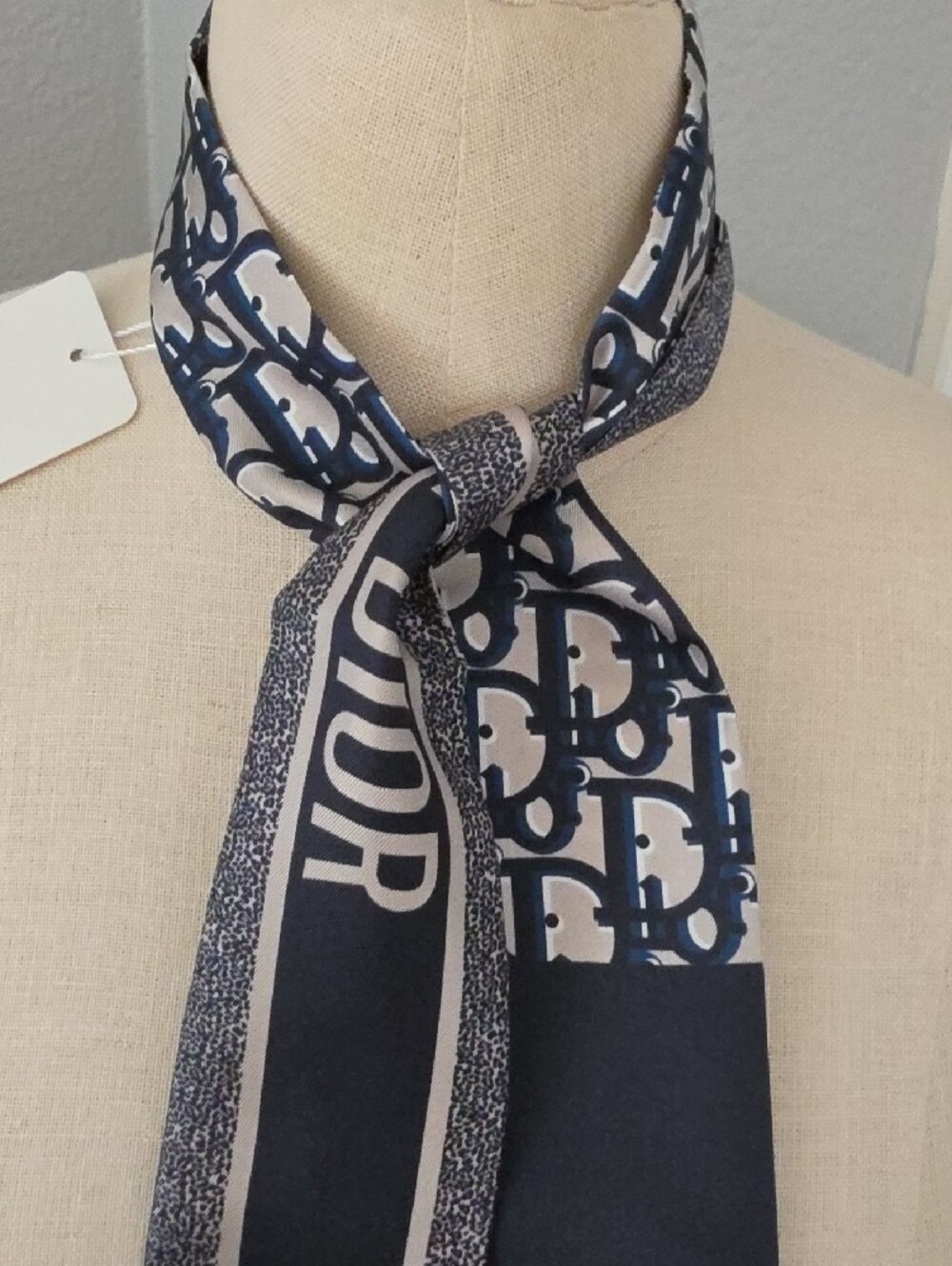 Dior Navy & Cream Printed Scarf Accent - Picture 8 of 11